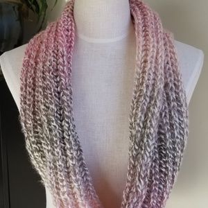 Artisan Made Pink & Grey Yak Wool Infinity Scarf